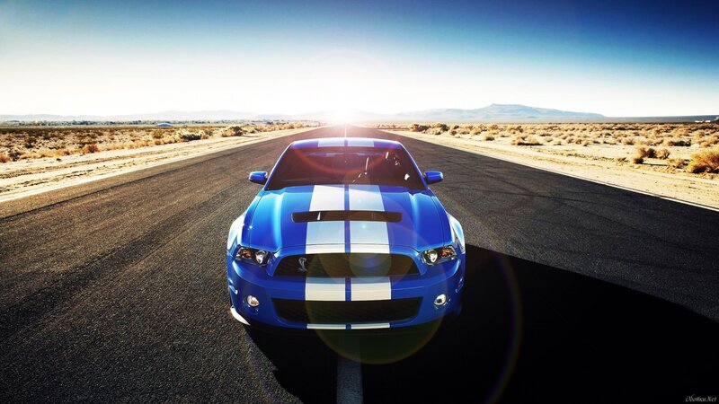 Blue Muscle Car — Dramatic, Morning