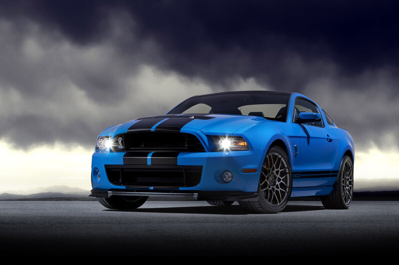 Blue Muscle Car — Dramatic, Night, Photograph, Clouds