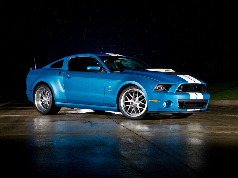 Blue Muscle Car — Dramatic, Night, Photograph, Stripes