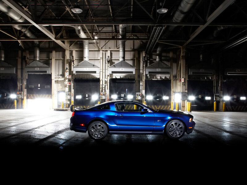 Blue Muscle Car — Dramatic, Night, Photograph, Warehouse