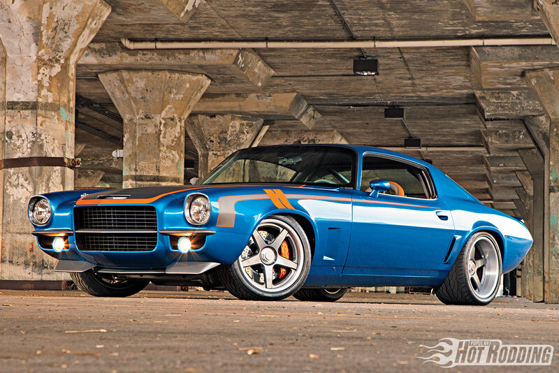 Blue Muscle Car — Dramatic, Photograph, Concrete Structure