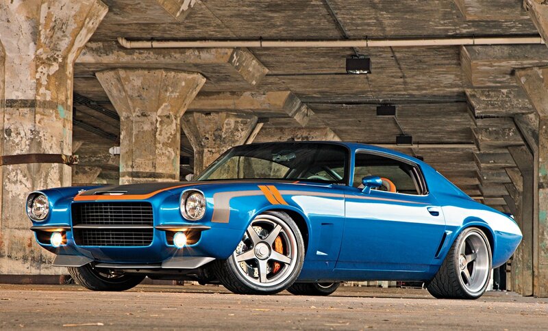 Blue Muscle Car — Dramatic, Photograph, Concrete Structure, Underpass