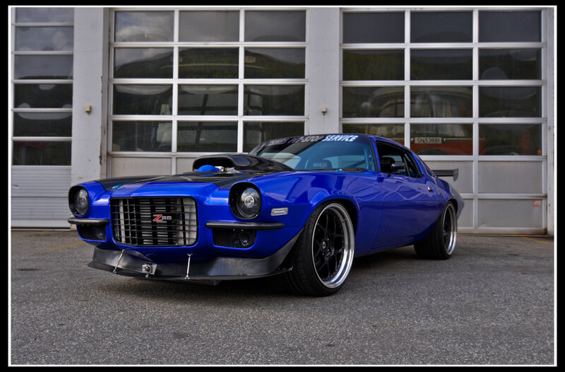 Blue Muscle Car — Dramatic, Photograph, Garage Door