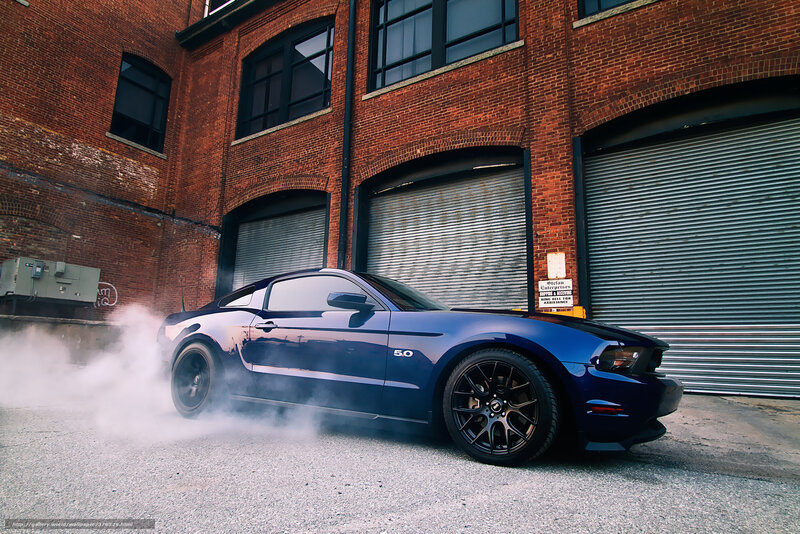 Blue Muscle Car — Dramatic, Photograph, Smoke