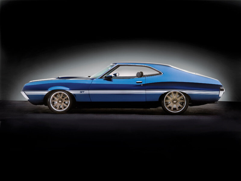 Blue Muscle Car — Dramatic, Photograph, Stripes, Wheels