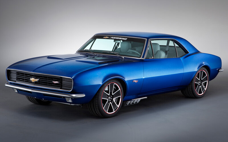 Blue Muscle Car — Dramatic, Photograph, Wheel