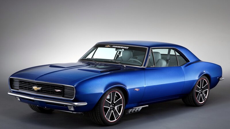 Blue Muscle Car — Dramatic, Photograph, Windshield