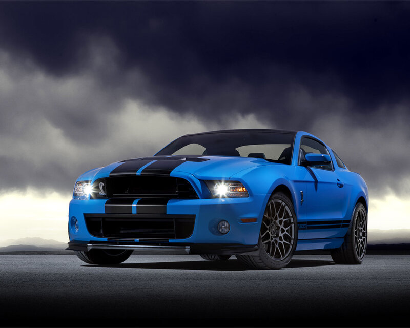Blue Muscle Car — Dramatic, Sunset, Photograph, Sky