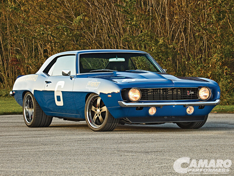 Blue Muscle Car — Dramatic, Sunset, Photograph, Trees, Asphalt