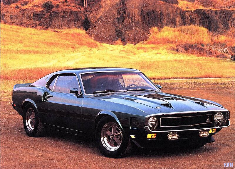 Blue Muscle Car — Dramatic, Sunset