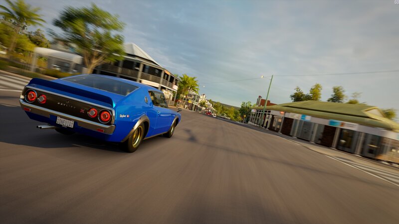 Blue Muscle Car Driving