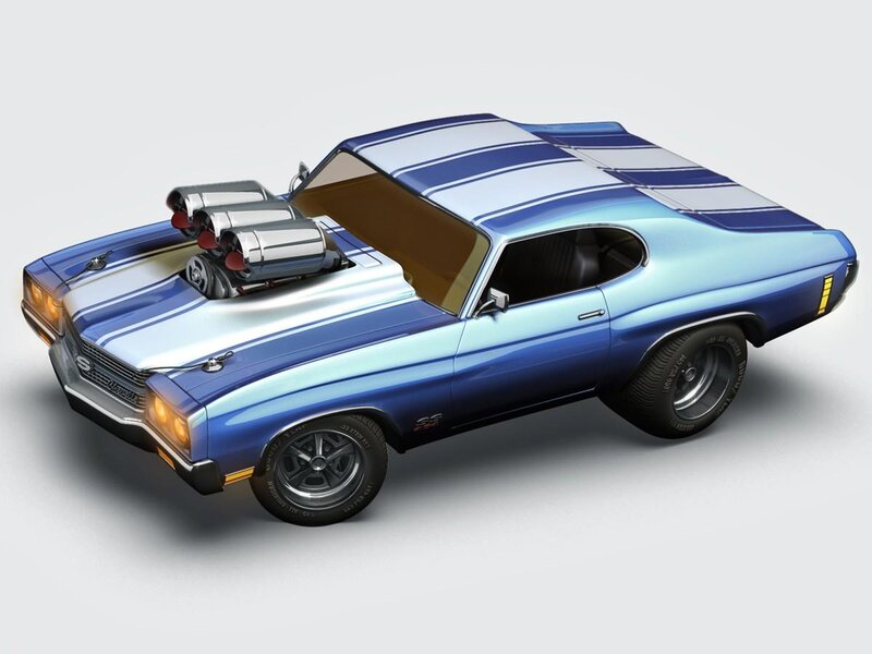 Blue Muscle Car — Dynamic, 3d Render