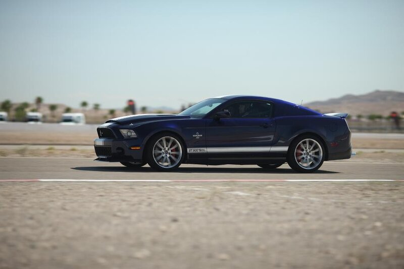 Blue Muscle Car — Dynamic, Afternoon, Photograph, Race Track, Desert