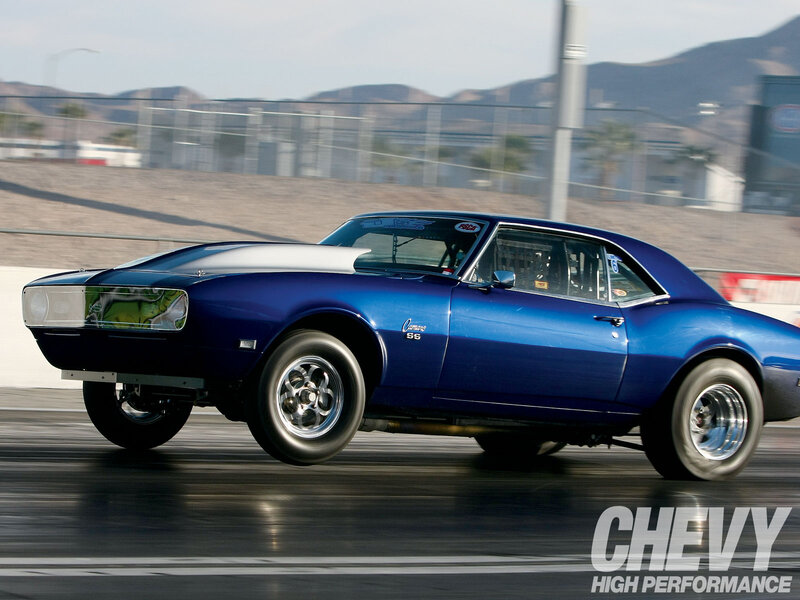 Blue Muscle Car — Dynamic, Afternoon, Photograph, Race Track, Mountains