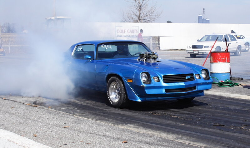 Blue Muscle Car — Dynamic, Afternoon, Photograph, Smoke