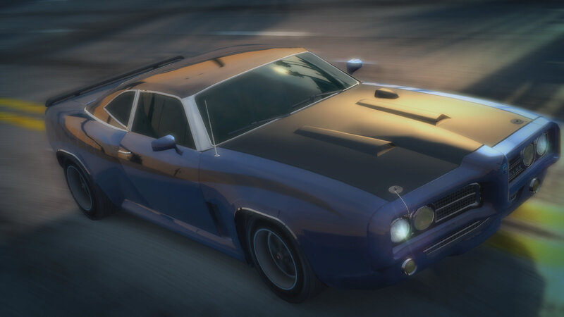 Blue Muscle Car — Dynamic, Sunset, 3d Render