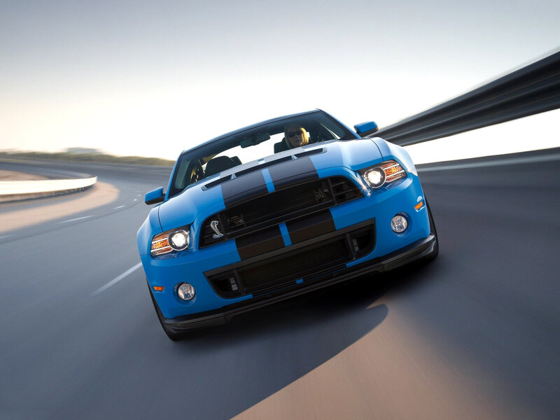 Blue Muscle Car — Dynamic, Sunset, Photograph, Driver