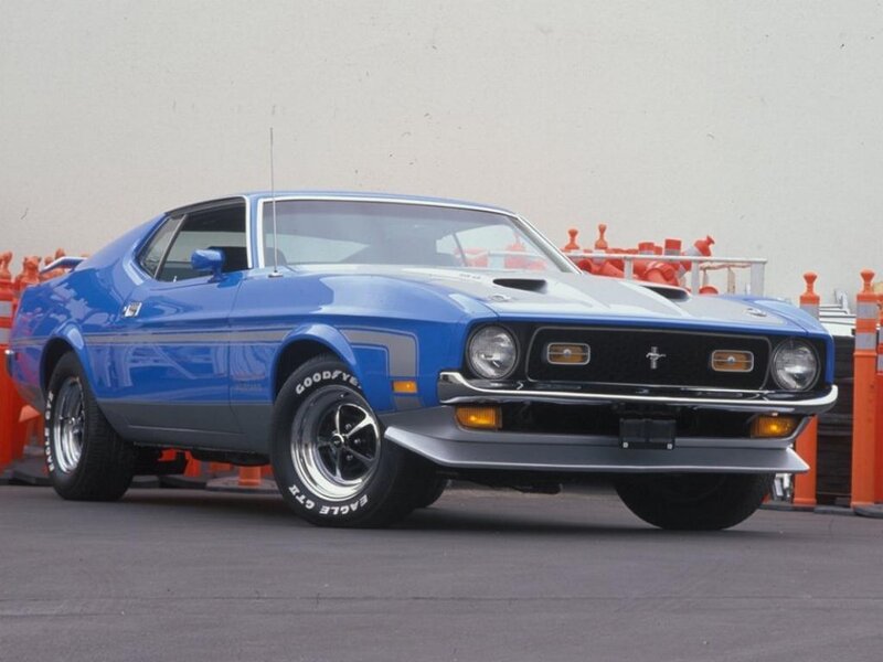 Blue Muscle Car — Neutral, Photograph, Cones, Wall