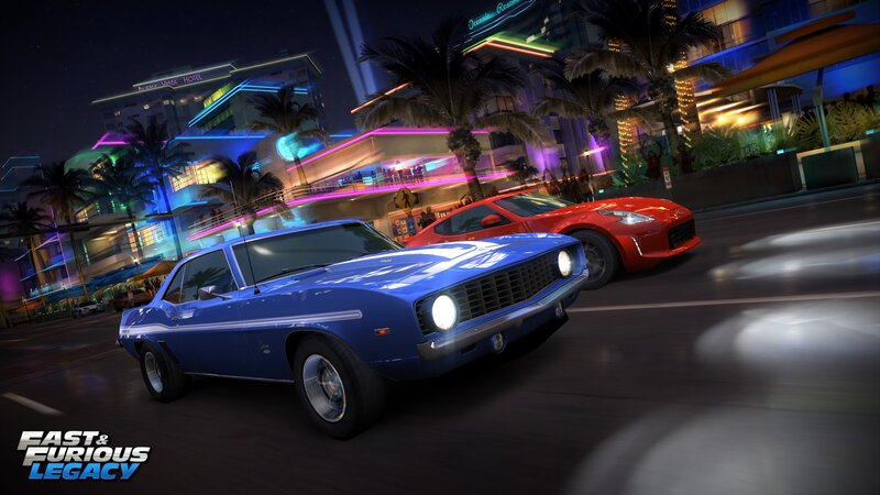 Blue Muscle Car on Street