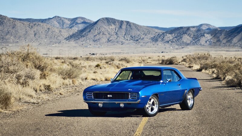 Blue Muscle Car — Serene, Afternoon, Photograph, Desert
