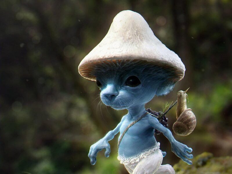 Blue Mushroom Creature — Whimsical, 3d Render, Snail