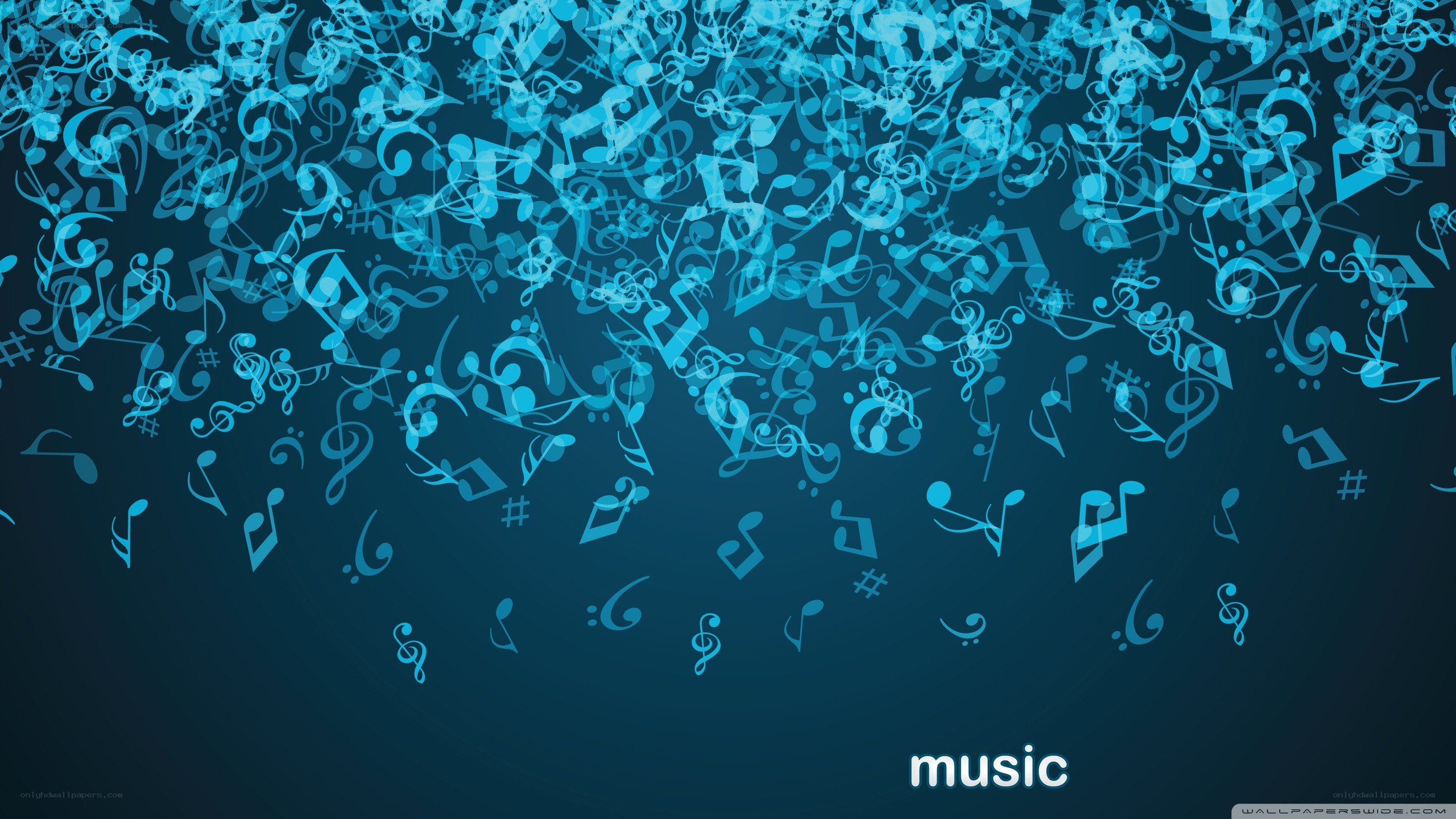 blue music notes falling