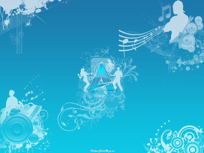 blue music-themed abstract design