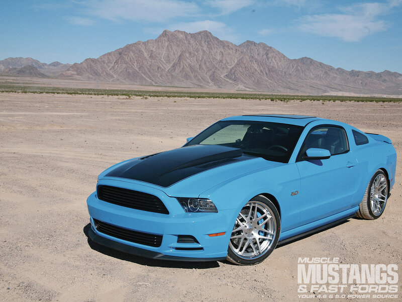 Blue Mustang Car — Dramatic, Afternoon, Photograph, Mountains
