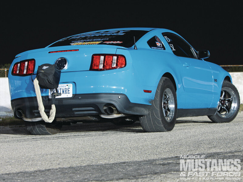 Blue Mustang Car — Dramatic, Night, Photograph