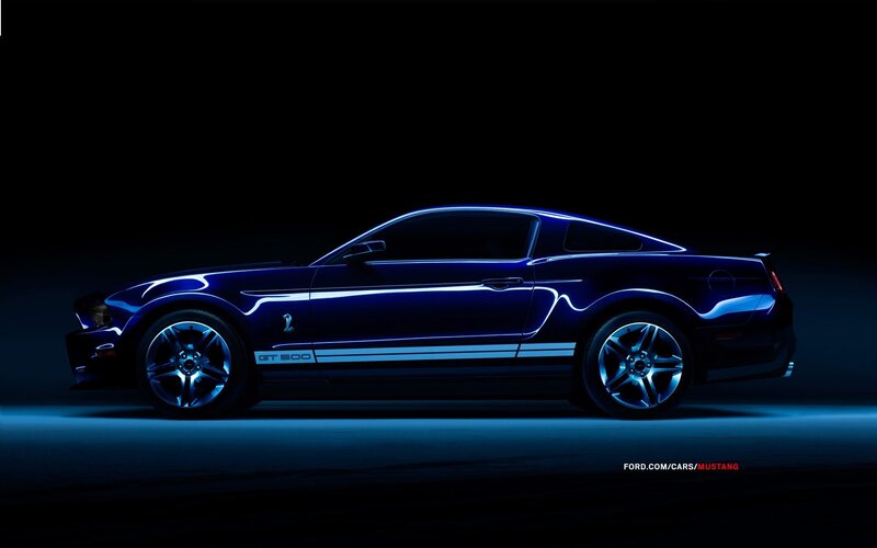 Blue Mustang Car — Dramatic, Night, Photograph, Wheels