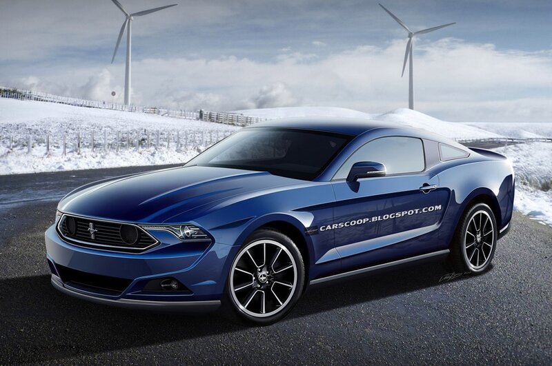 Blue Mustang Car — Dramatic, Winter, Digital Art