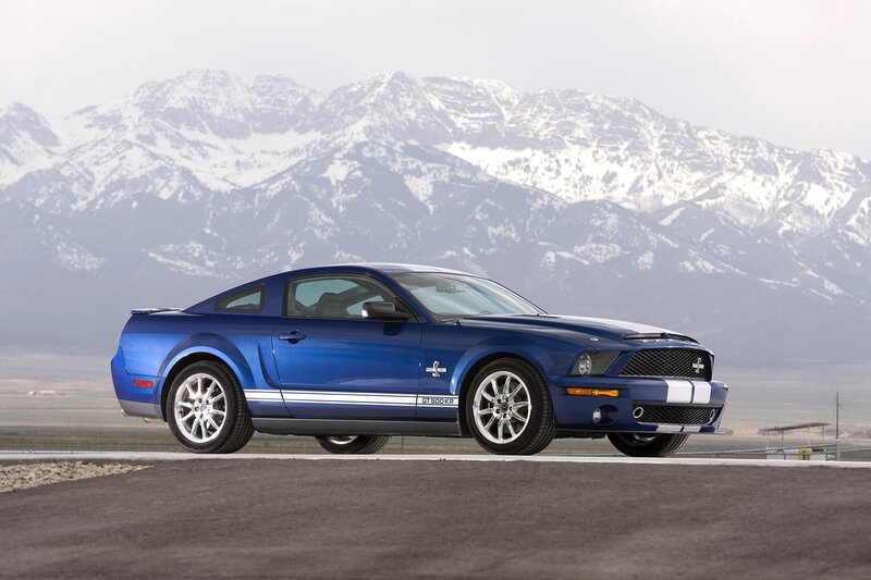 Blue Mustang Car — Dramatic, Winter