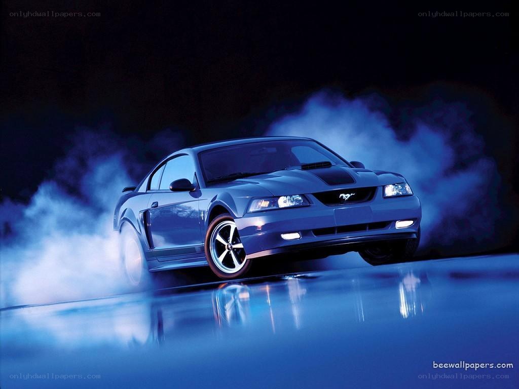 blue mustang car drift