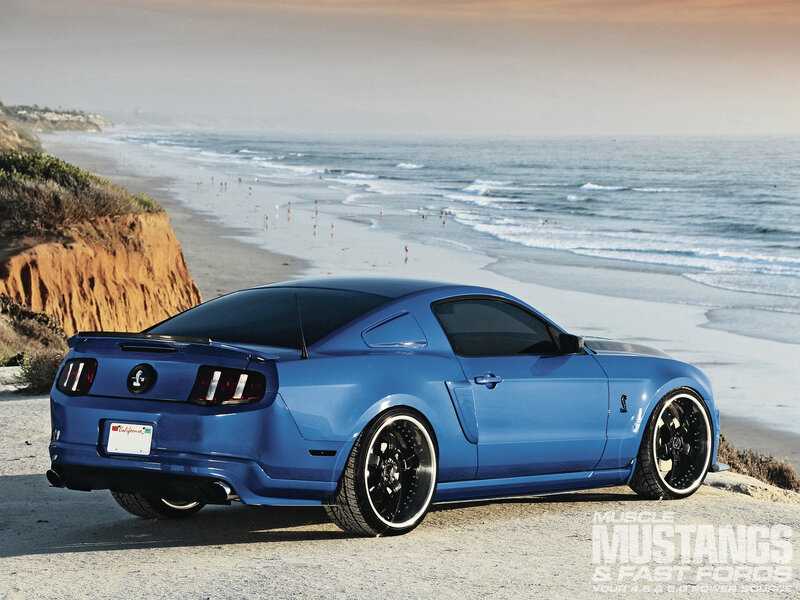 Blue Mustang on Beach