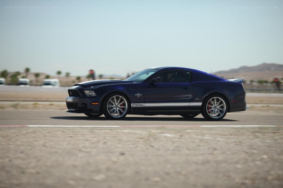 blue mustang on racetrack