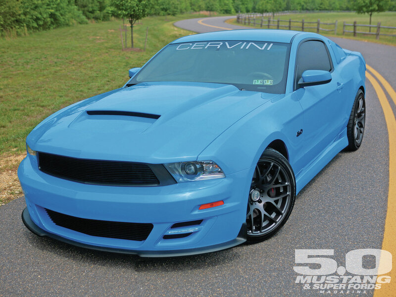 Blue Mustang on Road — Calm