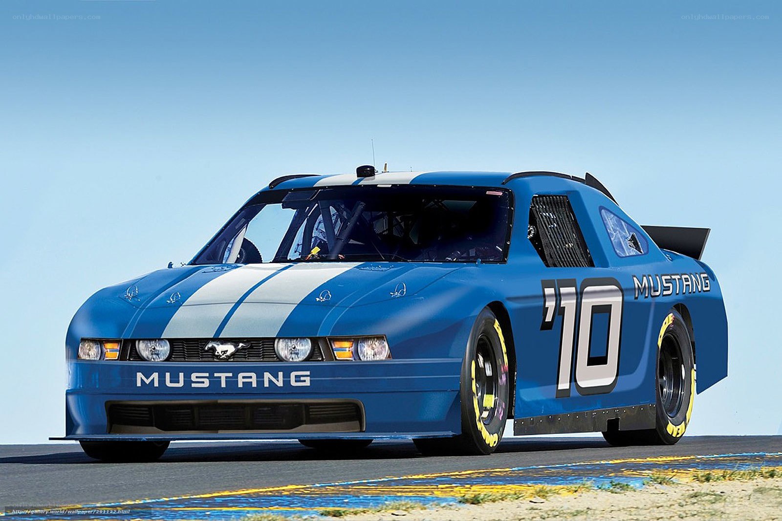 Blue Mustang race car