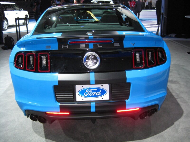 blue mustang shelby at auto show