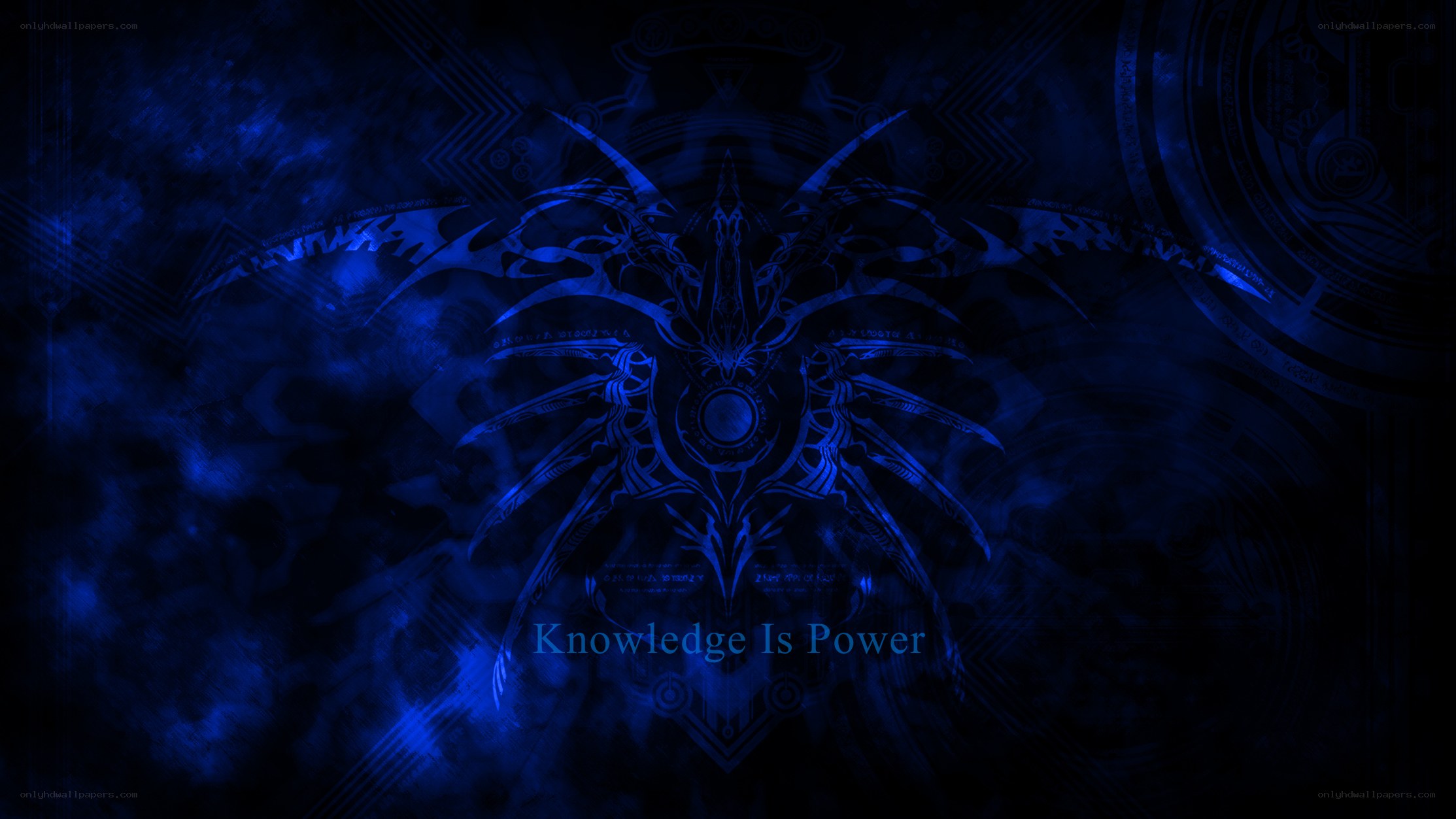 Blue mystical symbol with text