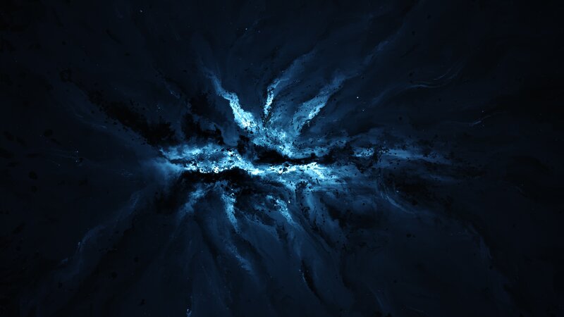 Blue Nebula Explosion — Dramatic, Digital Art, Space