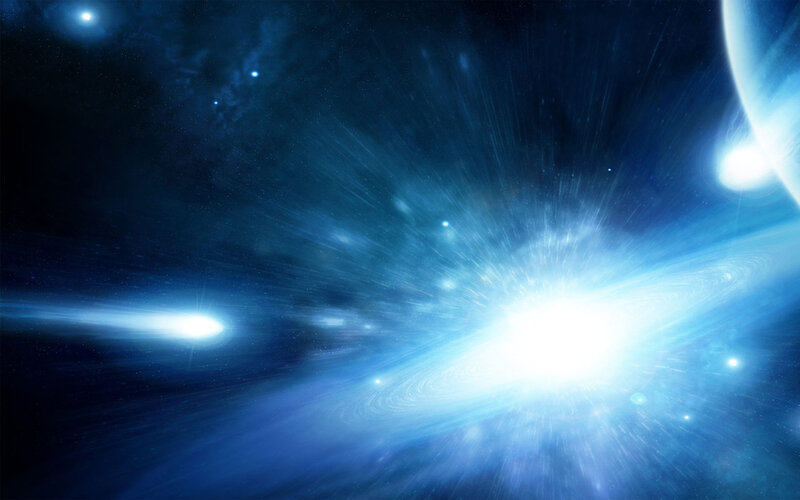 Blue Nebula in Space — Cosmic, Digital Art, Stars, Comet
