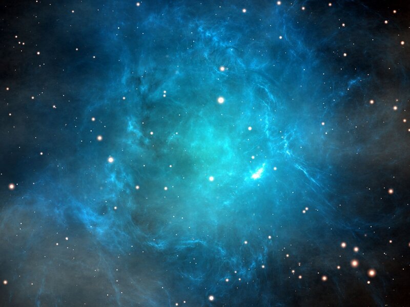 Blue Nebula in Space — Cosmic, Digital Art
