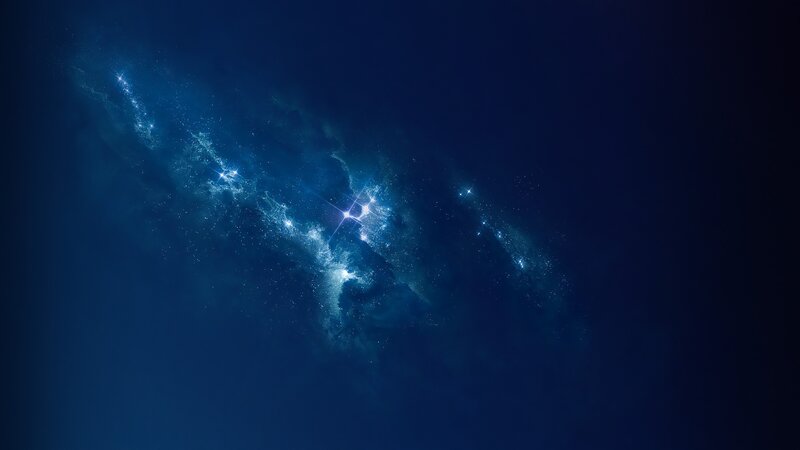 Blue Nebula in Space — Cosmic, Night, Digital Art, Stars, Gas Clouds, Dust