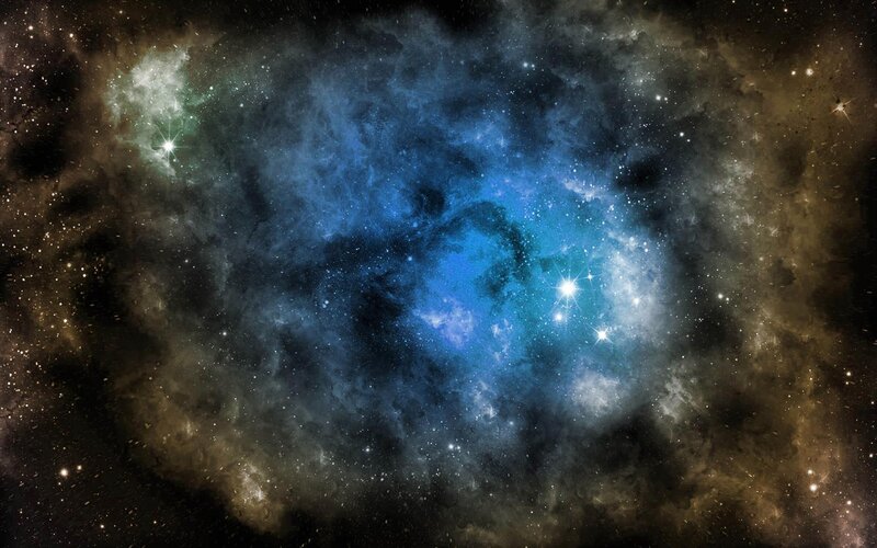 Blue Nebula in Space — Cosmic, Night, Digital Art