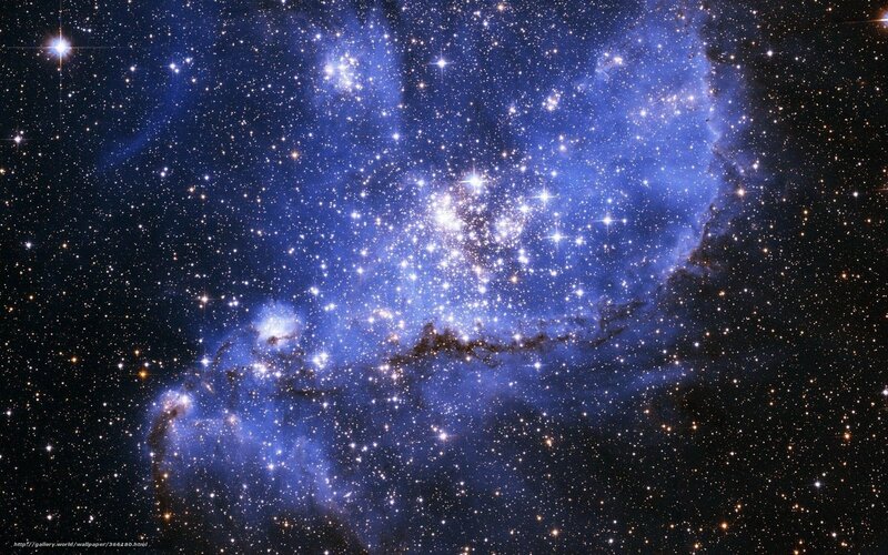 Blue Nebula in Space — Cosmic, Night, Photograph, Stars, Gas Clouds, Dust