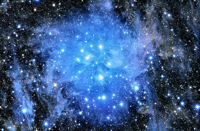 Blue Nebula in Space — Cosmic, Night, Photograph, Stars, Gas Clouds