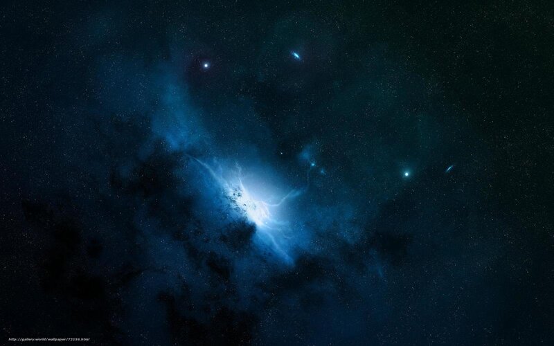 Blue Nebula in Space — Dark, Night