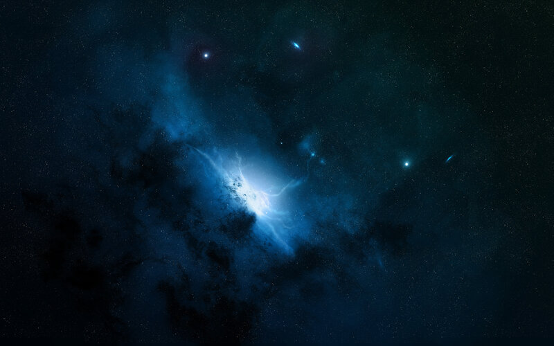 Blue Nebula in Space — Dramatic, Cosmic Dust