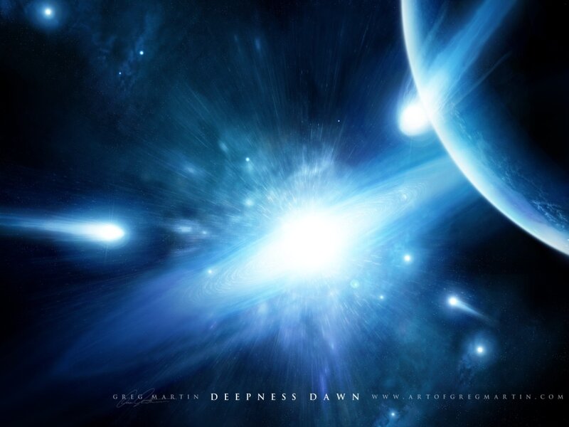 Blue Nebula in Space — Dramatic, Digital Art, Planet, Stars