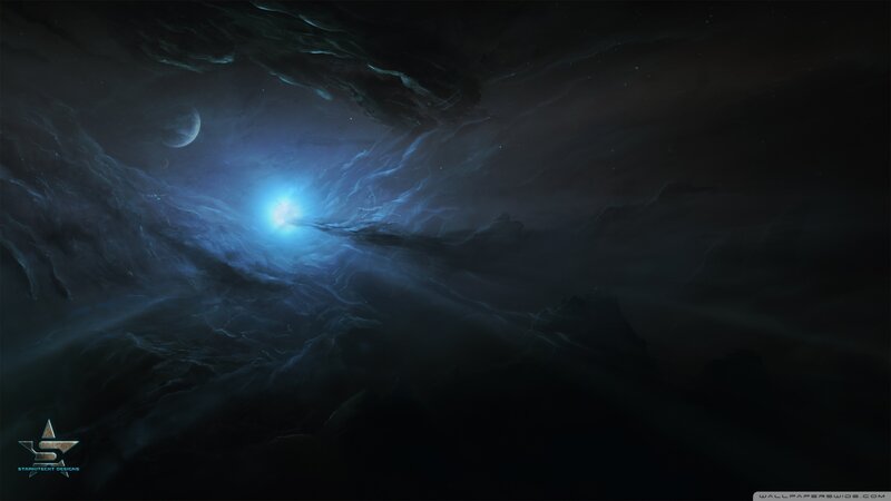 Blue Nebula in Space — Dramatic, Night, Digital Art, Planet